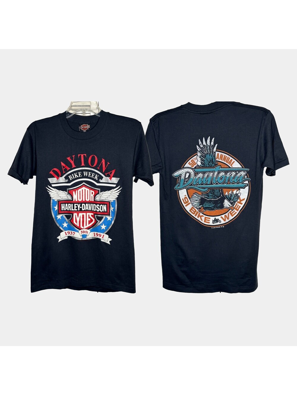 Vintage 1991 Harley Davidson Daytona Bike Week 50th Annual Holoubek T-Shirt S